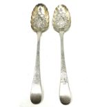 Pair of georgian silver berry spoons London silver hallmarks
