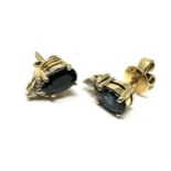 18ct gold sapphire & diamond drop earrings (3g)