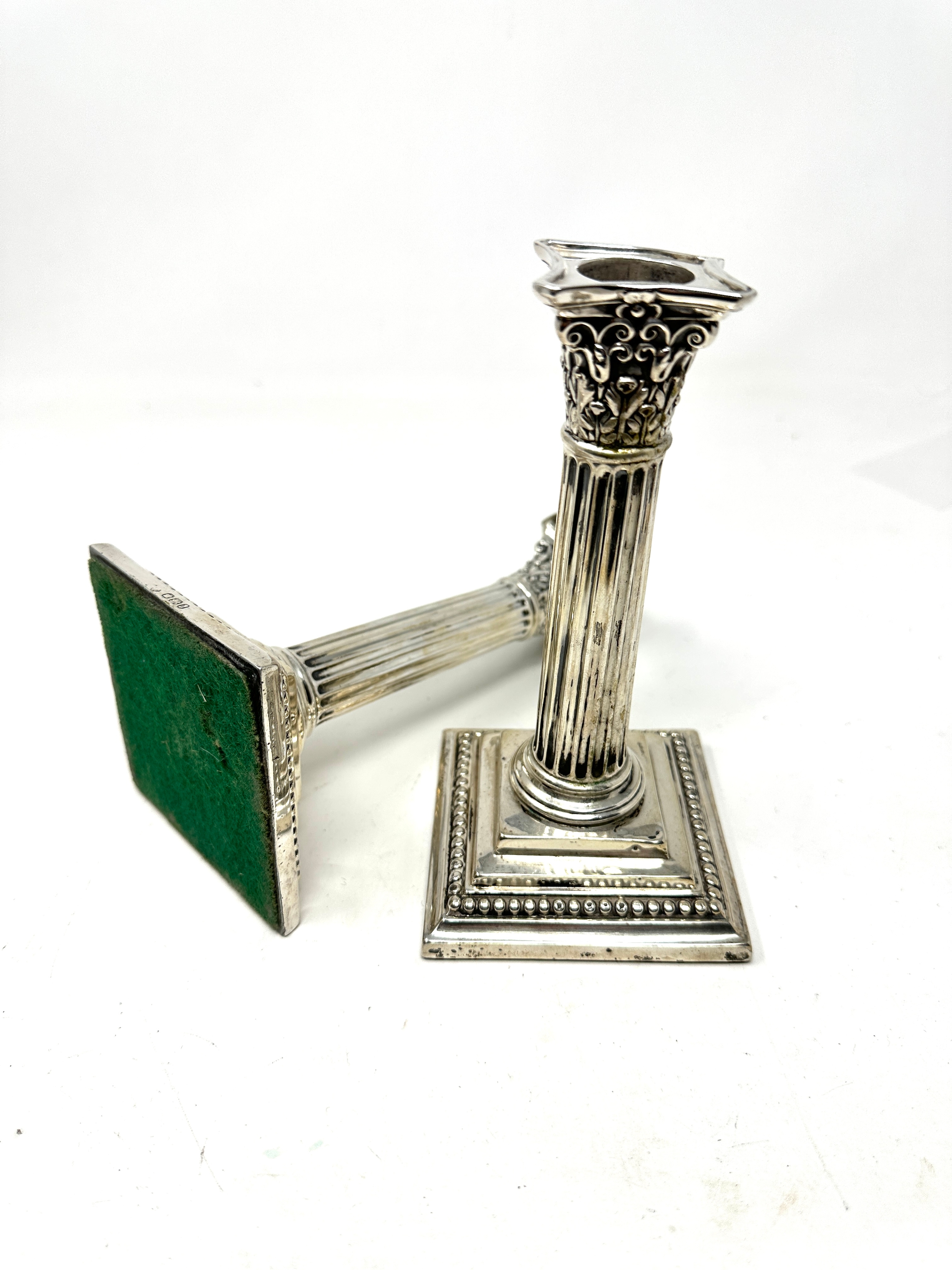 pair of antique silver candlesticks sheffield silver hallmarks measure approx height 16cm - Image 3 of 4