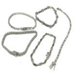 5 X .925 Tennis Style Bracelets Including Gemstone Set (72g)