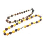 2 X .925 Clasped Amber Necklaces (58g)