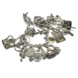 .925 Vintage Charm Bracelet With Assorted Charms (71g)