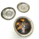 3 silver pin dishes 2 coin set largest measures approx 8.5cm dia