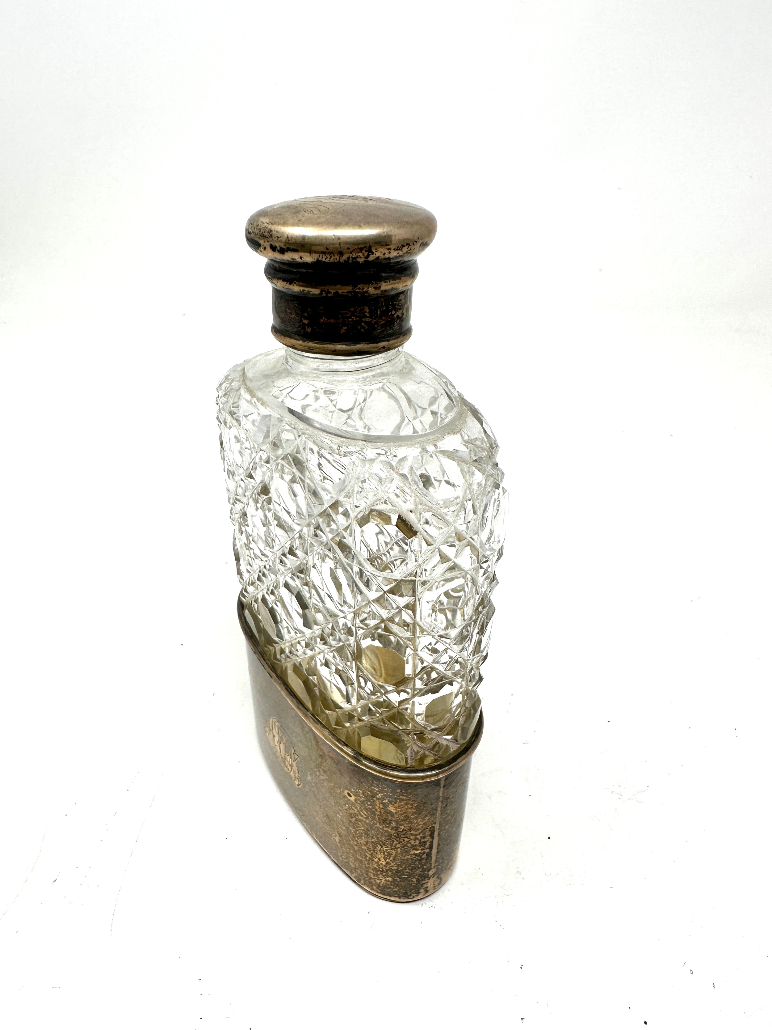Antique Victorian silver and cut glass bottle flask London silver hallmarks - Image 2 of 5
