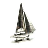 silver miniature model of a yacht hallmarks to base measures approx height 10cm