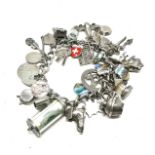 .925 Vintage Charm Bracelet With Assorted Charms (91g)