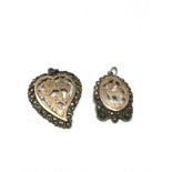 2 gold & silver antique marcasite set deer motif pendants (8.9g)