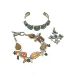 3 X .925 Gemstone Set Jewellery Including Moonstone (71g)