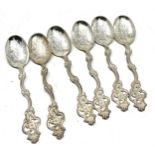 6 norway silver tea spoons th.marthinsen norway