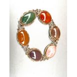 Vintage chinese hard stone bracelet individual panel measures approx 2cm by 1.5cm weight 27grams
