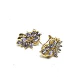 9ct gold diamond & tanzanite earrings measure approx 2.1cm drop weight 5.3g