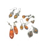 6 X .925 Amber Set Earrings (28g)