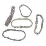 5 X .925 Tennis Style Bracelets Including Gemstone Set (94g)