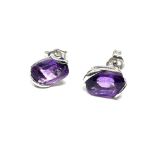 9ct white gold amethyst earrings 1.2g