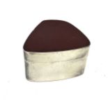 Vintage red hard stone set box measures approx 5cm by 4.5cm height 3cm London silver hallmarks