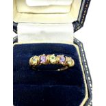 9ct gold peridot & amethyst ring 2g