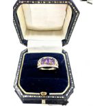 9ct gold diamond & amethyst ring weight 3.5g