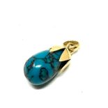 Vintage 18ct gold turquoise drop pendant measures approx 2.1cm drop weight 1.5g