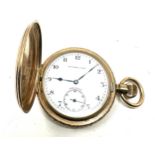 Antique gold plated full hunter thomas russell & sons premier pocket watch the watch winds and ticks