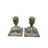 pair of vintage dwarf silver candlesticks measure approx height 10cm sheffield silver hallmarks