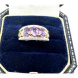 9ct gold amethyst & diamond ring 3.5g