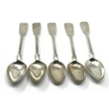 5 Georgian scottish silver tea spoons