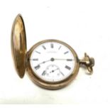Antique gold plated full hunter waltham pocket watch the watch winds and ticks
