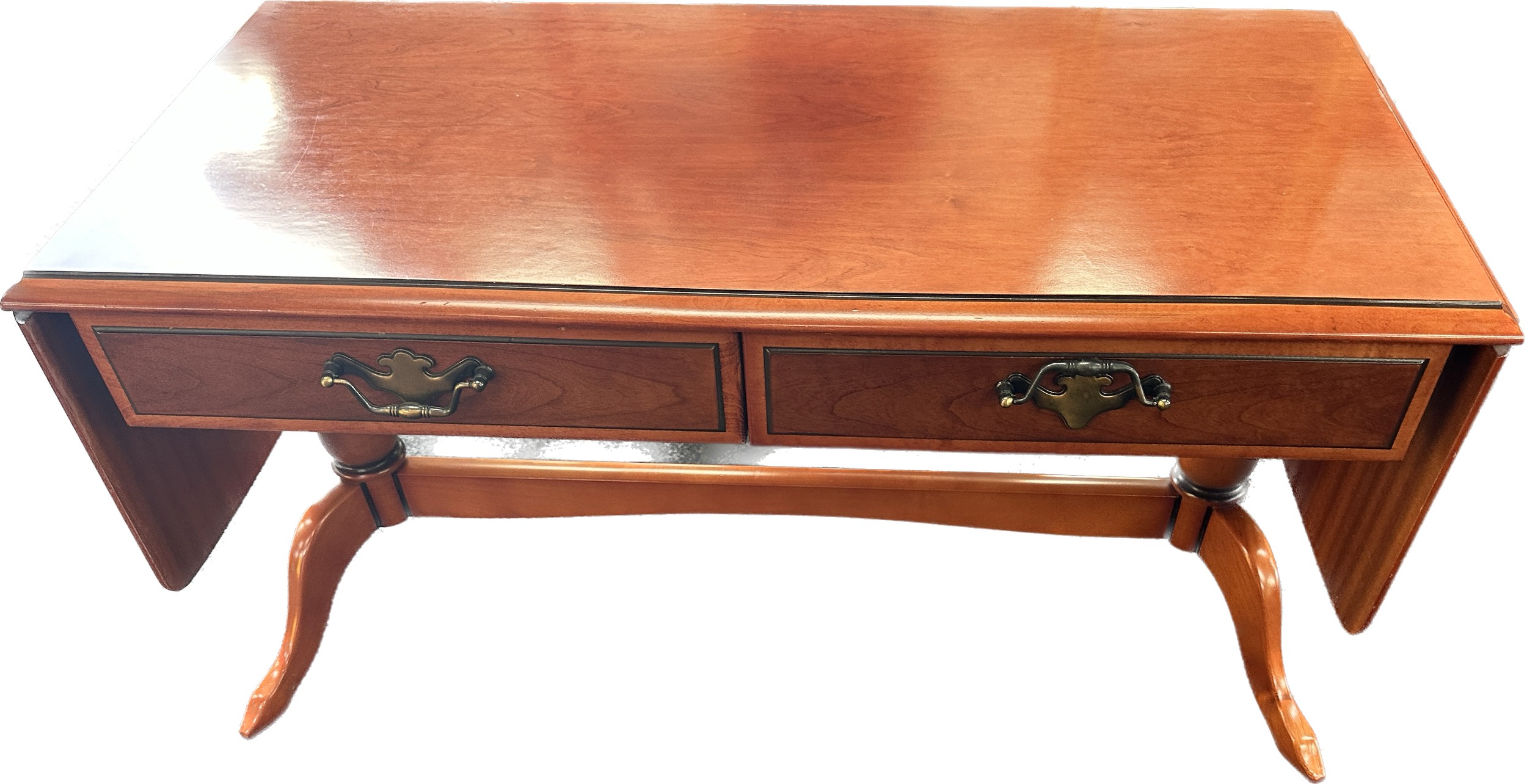 2 Drawer drop end sofa table 20 inches tall 37 inches long 18 inches depth (closed) - Image 2 of 2