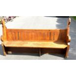 Vintage pitch pine church pew Length 76 inches, Overall height 45 inches, depth 20 inches