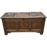 Antique period 3 panel blanket box, in need of restoration, approximate measurements: Height 25