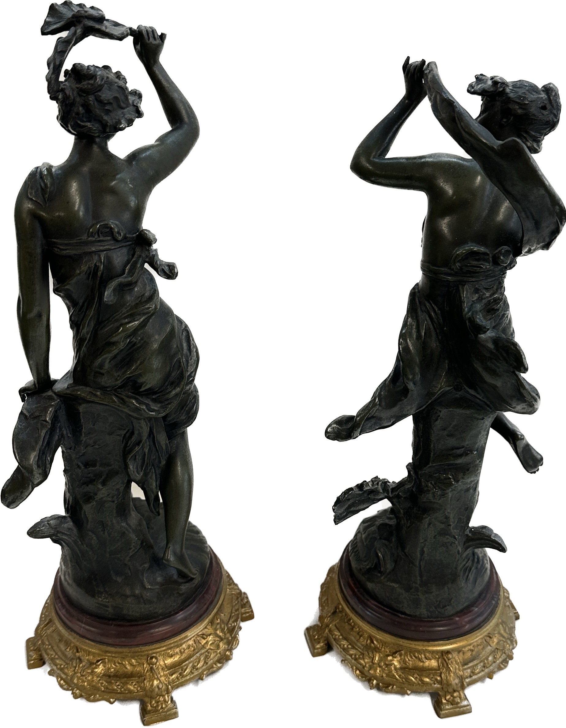 Pair of decorative figures on a base 17 inches tall - Bild 5 aus 6