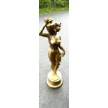 Gold painted resin lady figure, approximate height 42 inches