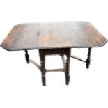 Large Oak barley twist gateleg table, approximate measurements: 20 x 42 x 20 inches