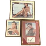 Three framed photographs of Kate Moss, 2 signed. Largest measures approx 15 inches long by 17 inches