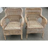 2 Wicker lounge / conservatory chairs, overall height 36 inches