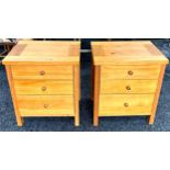 2, 3 drawer pine bedsides, approximate measurements of each Height 24 inches, Width 21 inches, Depth
