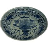 Oriental blue and white bowl, approximate diameter 10.5 inches, Height 2.5 inches