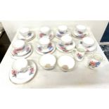 Part Dorchester tea service to include saucers, jugs, bowls, plates etc