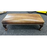 Vintage leather topped long john footstool 76cm long 33cm wide 27cm tall