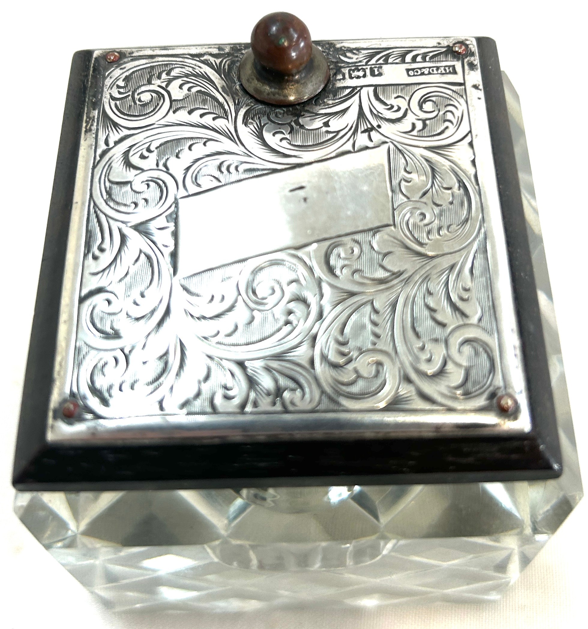 Vintage silver topped inkwell by HFD&co
