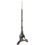 Victorian cast iron and brass standard oil lamp base in gothic revival style Height approximately 67