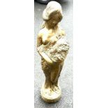 Concrete decorative garden ornament, painted gold, approximate height 32 inches