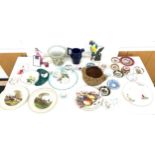 Large selection of miscellaneous items includes Royal Doulton lady figure, Parrot, collectors