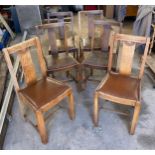 Set of 4 oak dining chairs and 2 others