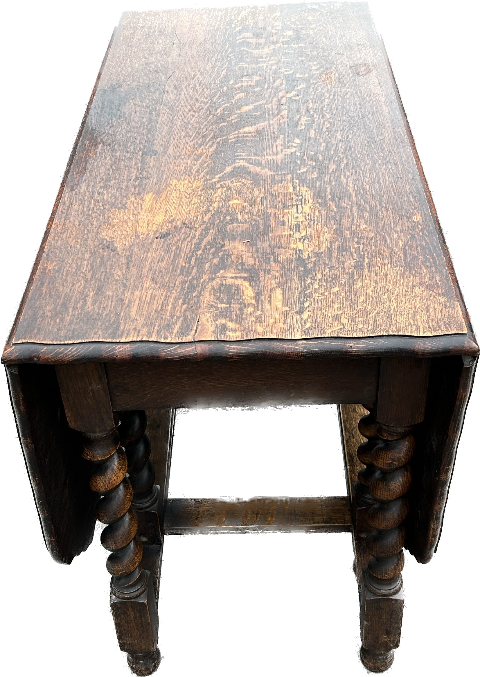 Large Oak barley twist gateleg table, approximate measurements: 20 x 42 x 20 inches - Image 2 of 2