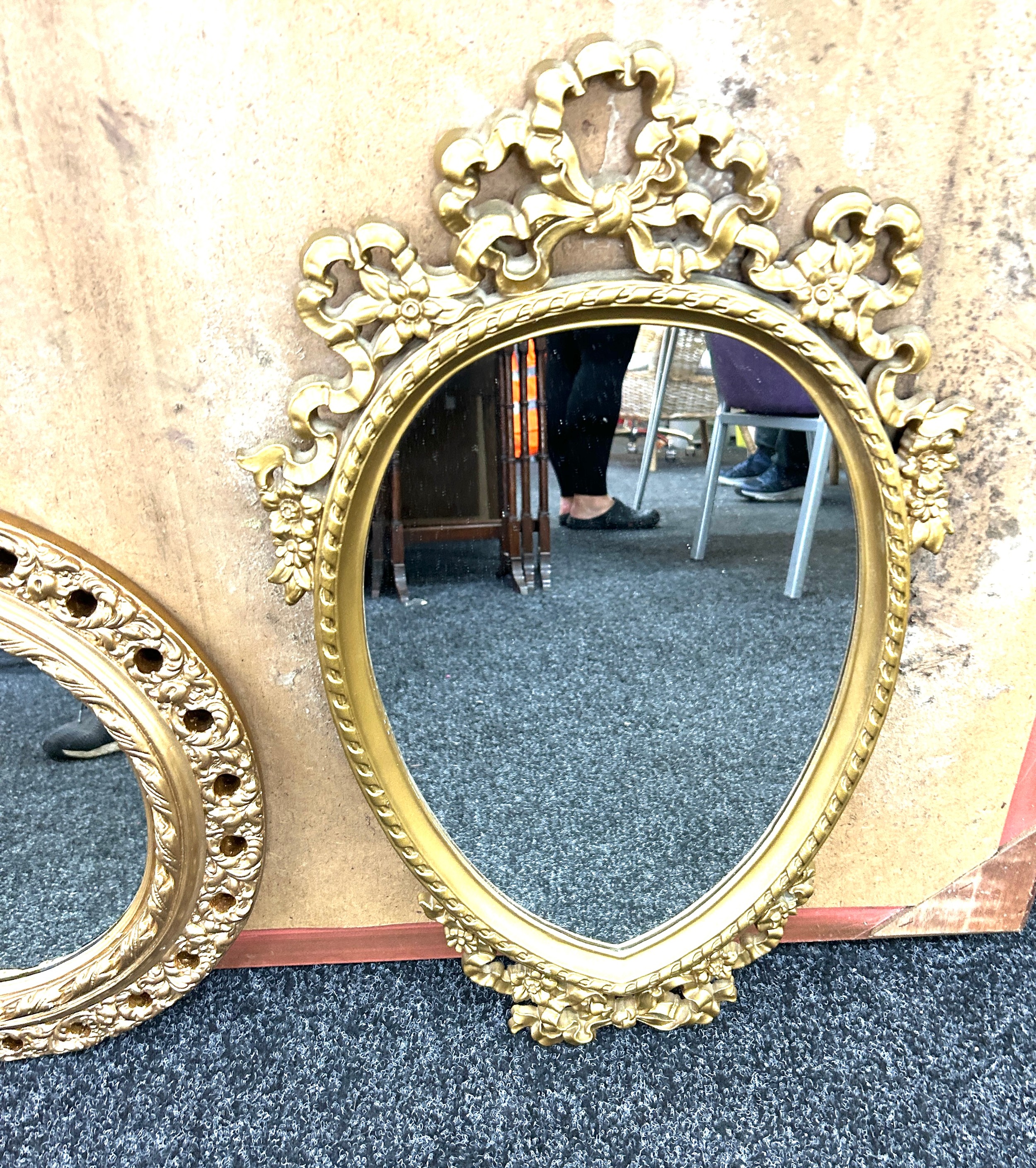 Pair of gilt framed mirrors and 1 other measures approximately 65 cm by 39cm - Image 2 of 3