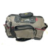Stanley tool bag and contents includes chisles, wood planes, drill bits ,hammers etc