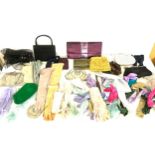 Selection of vintage ladies accessories to include handbags, gloves, belt etc