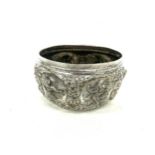 Antique white metal Burmese bowl, approximate height 10cm, approximate weight 360g