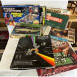 Selection of vintage and later games includes transformers pinball game, scrabble, triumph tr 47